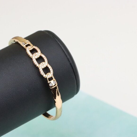 Elegant Rose Gold Chain Link Bangle with Sparkling Zircon Stones, XPBL0497 - Picture 8 of 12